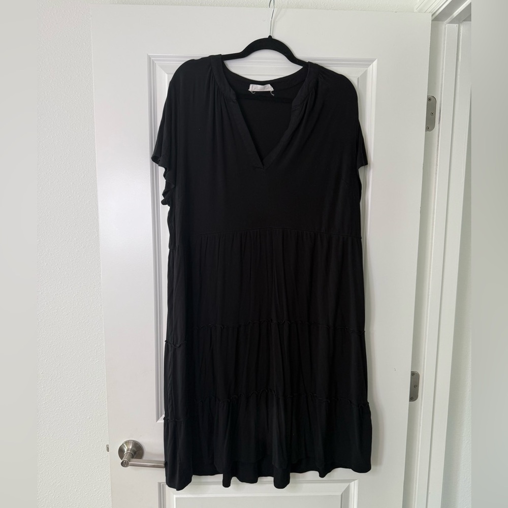 Lucky Brand Black V-Neck Mini Sundress
